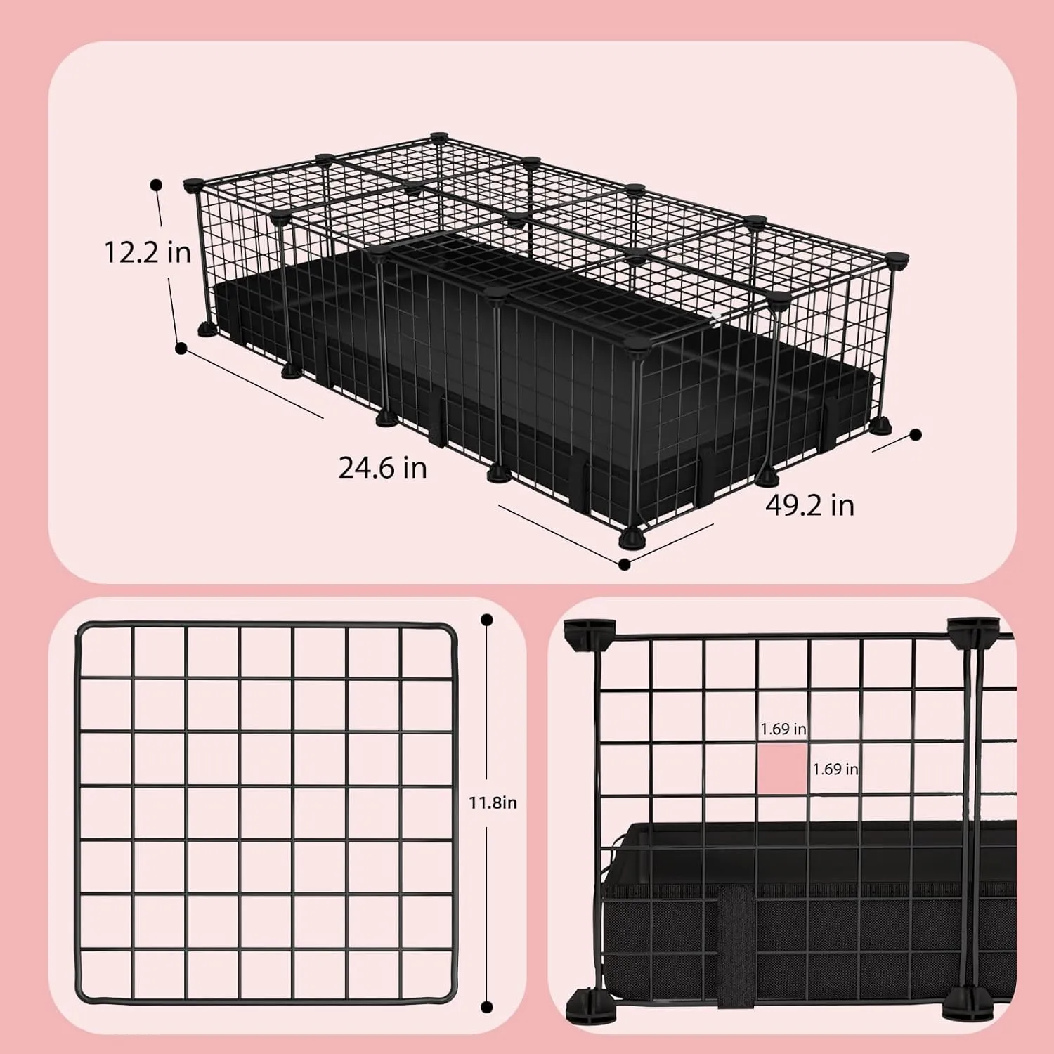 Small Animal Playpen with Waterproof Mat,Guinea Pig Cages,C&C Cage for Hamster,Rabbit,Bunny,Hedgehog,Chinchilla,Ferret,Indoor Outdoor Portable Metal Wire Yard Fence,Metal Pet Panels-20pcs