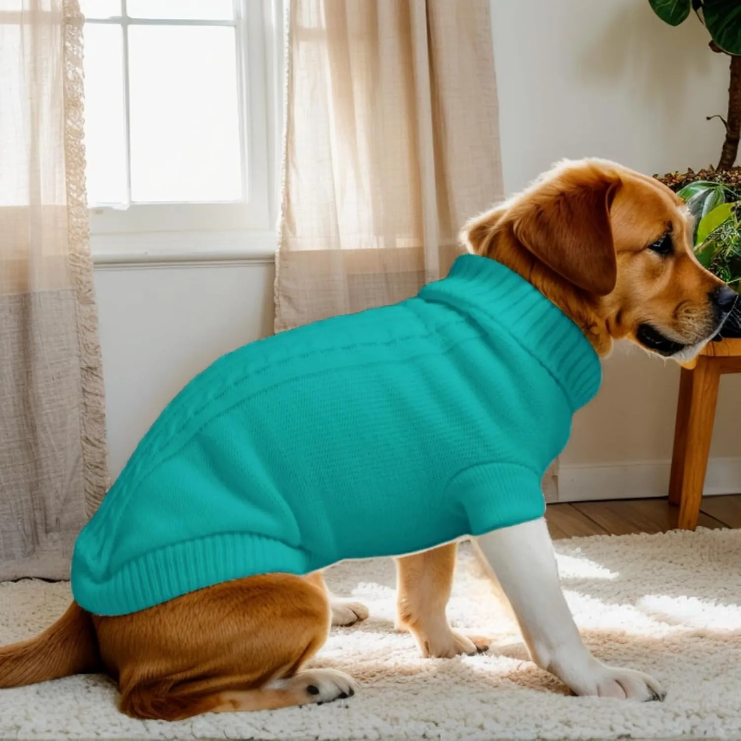 Small Dog Sweater with Hind Leg Straps & Knit Turtleneck, Winter Warm Dog Clothes for Small Dogs and Cats, Pet Sweater for Bulldog, Chihuahua, Yorkie, Pug, Kitten (Blue Dog Sweater,XS)