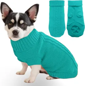 Small Dog Sweater with Hind Leg Straps & Knit Turtleneck, Winter Warm Dog Clothes for Small Dogs and Cats, Pet Sweater for Bulldog, Chihuahua, Yorkie, Pug, Kitten (Blue Dog Sweater,XS)