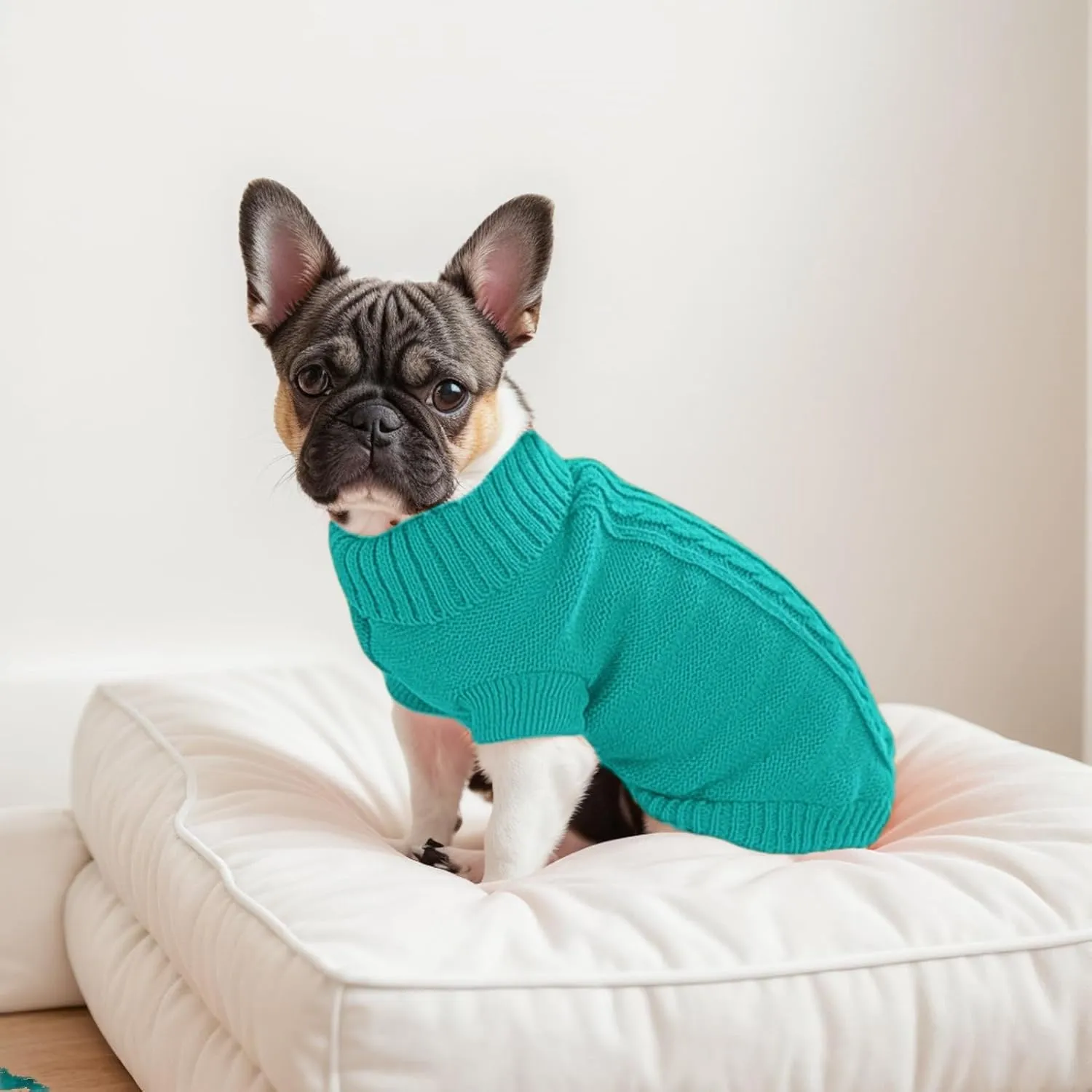 Small Dog Sweater with Hind Leg Straps & Knit Turtleneck, Winter Warm Dog Clothes for Small Dogs and Cats, Pet Sweater for Bulldog, Chihuahua, Yorkie, Pug, Kitten (Blue Dog Sweater,XS)