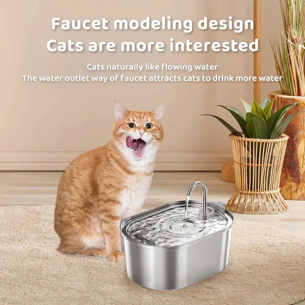 Stainless Steel Cat Water Dispenser – Durable, Hygienic, & Stylish Continuous Water Fountain for Happy, Hydrated Kitties