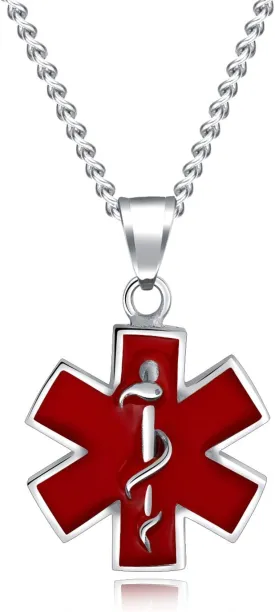 TEMICO Stainless Steel Medical Alert EMT Charm Emergency Medical Technician Star of Life Pendant Necklace