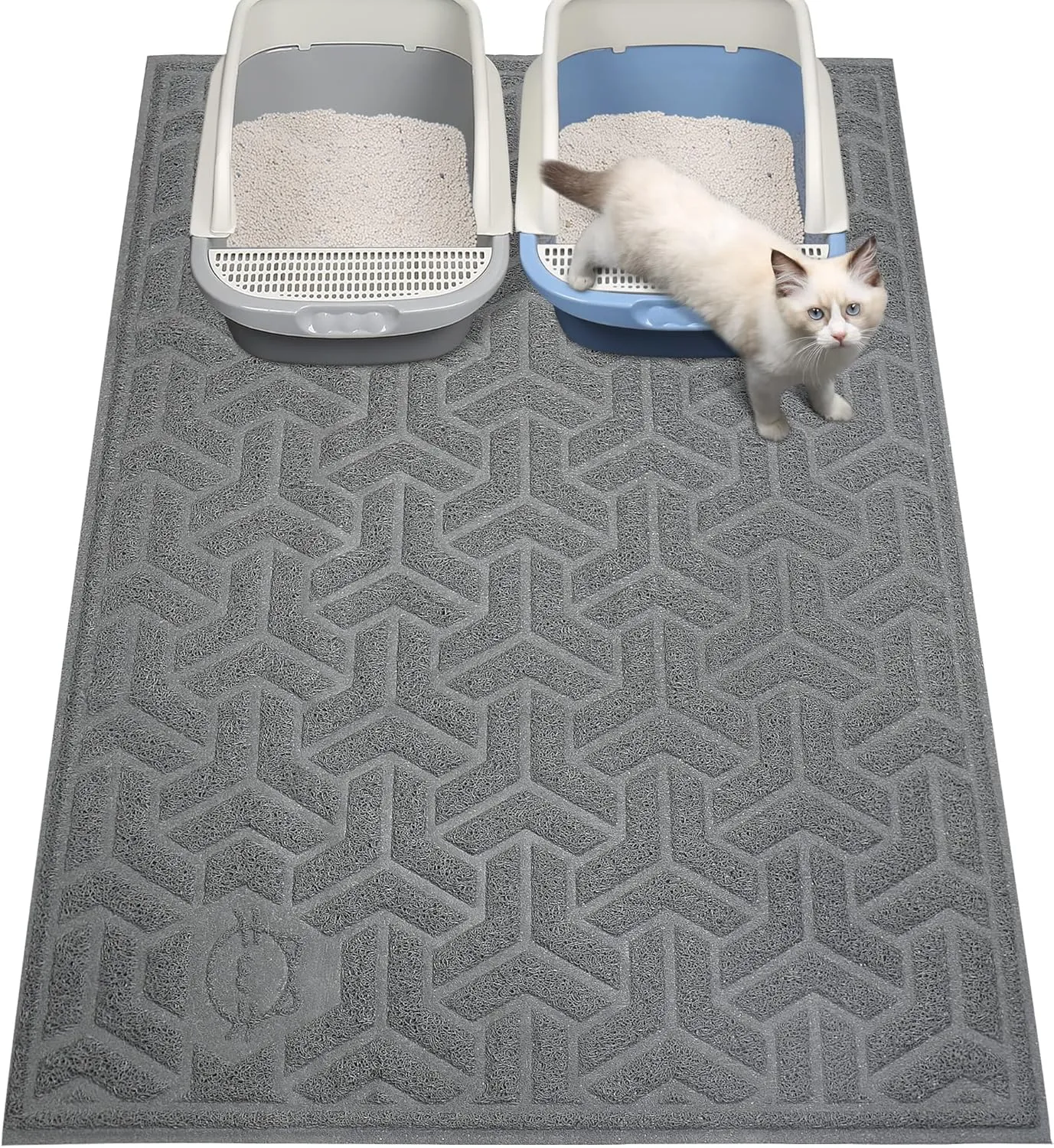 UPSKY Cat Litter Mat, Soft on Kitty Paws, Large Litter Box Mat 46" x 35", Scatter Control, Waterproof & Anti-Slip