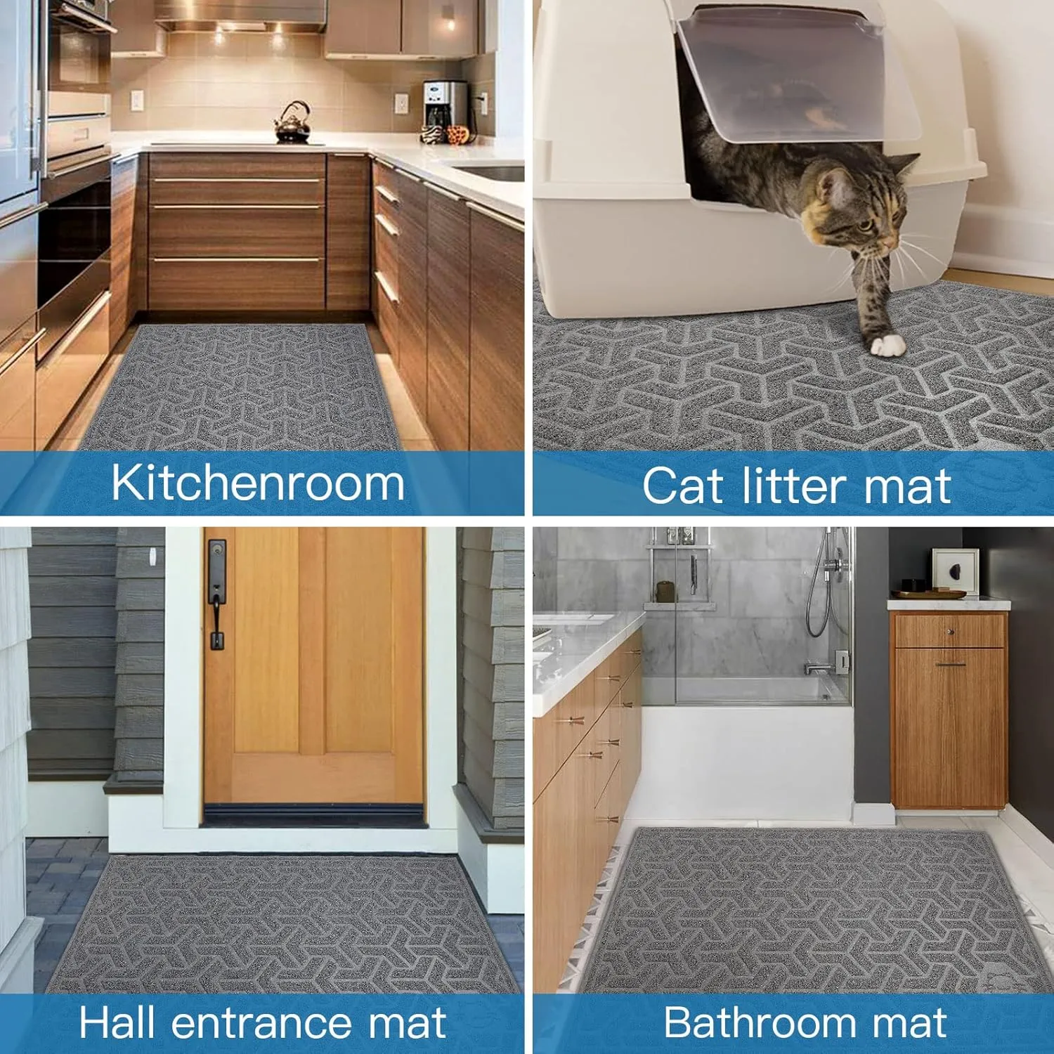 UPSKY Cat Litter Mat, Soft on Kitty Paws, Large Litter Box Mat 46" x 35", Scatter Control, Waterproof & Anti-Slip