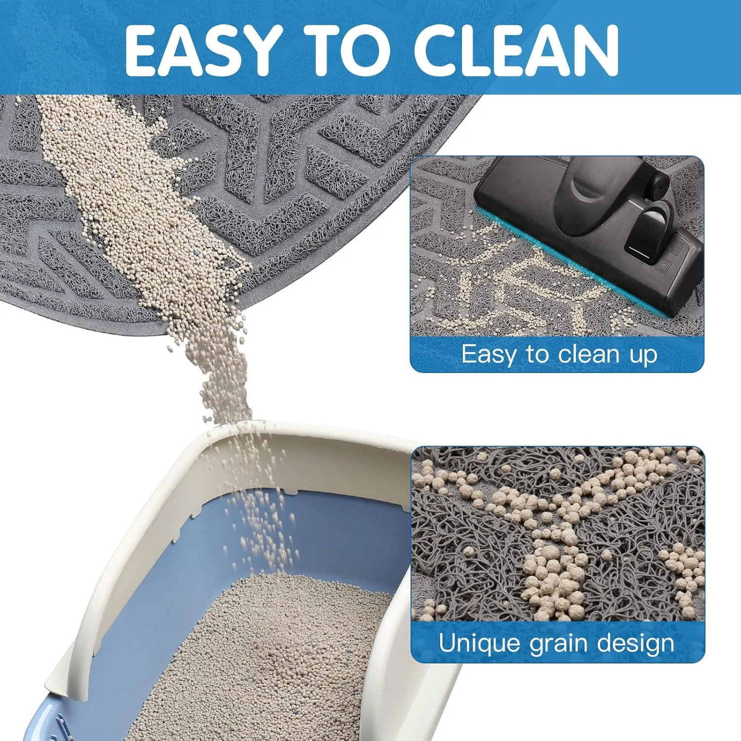 UPSKY Cat Litter Mat, Soft on Kitty Paws, Large Litter Box Mat 46" x 35", Scatter Control, Waterproof & Anti-Slip