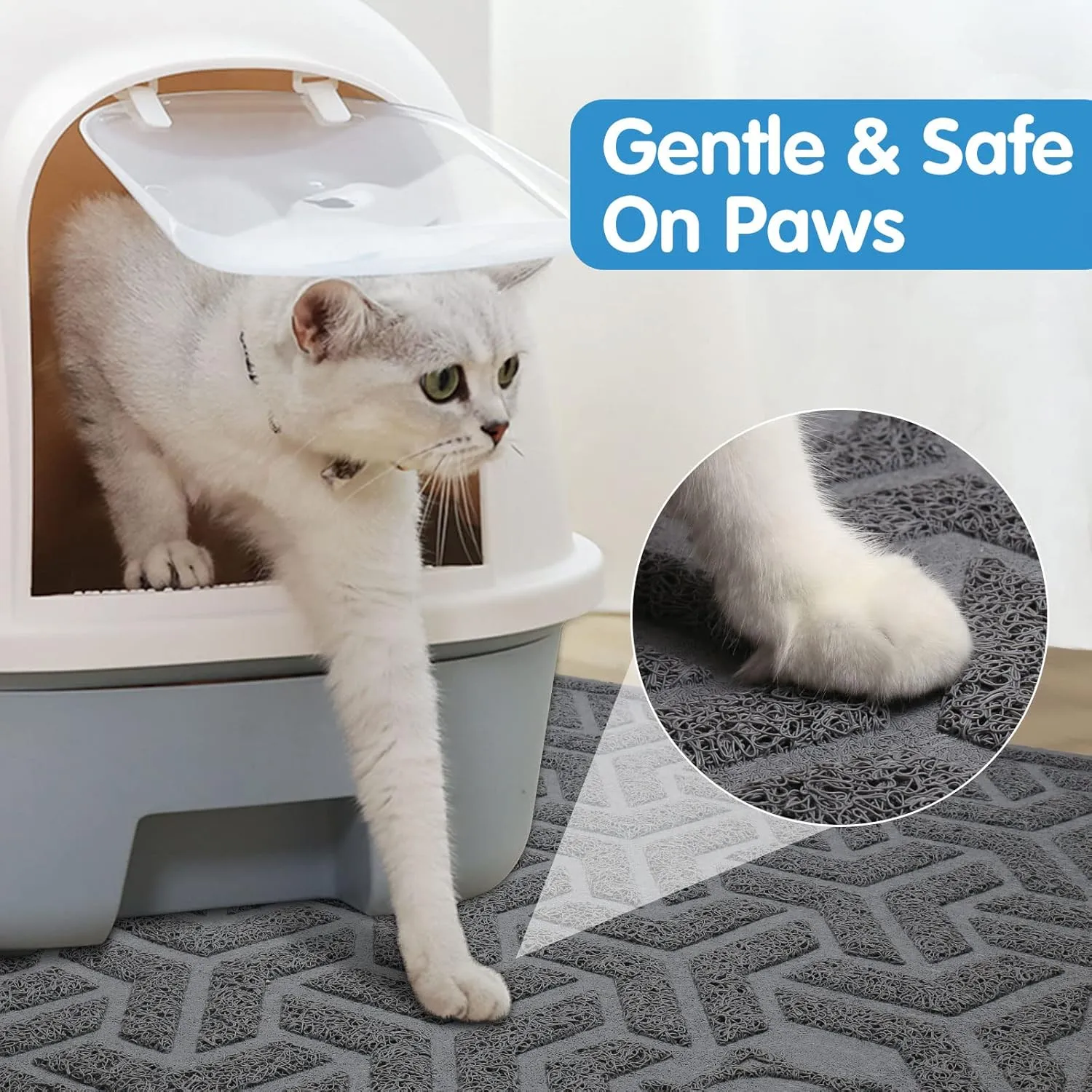 UPSKY Cat Litter Mat, Soft on Kitty Paws, Large Litter Box Mat 46" x 35", Scatter Control, Waterproof & Anti-Slip