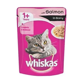 Whiskas Adult (1 Yrs) Salmon in Gravy, Wet Cat Food 85 g