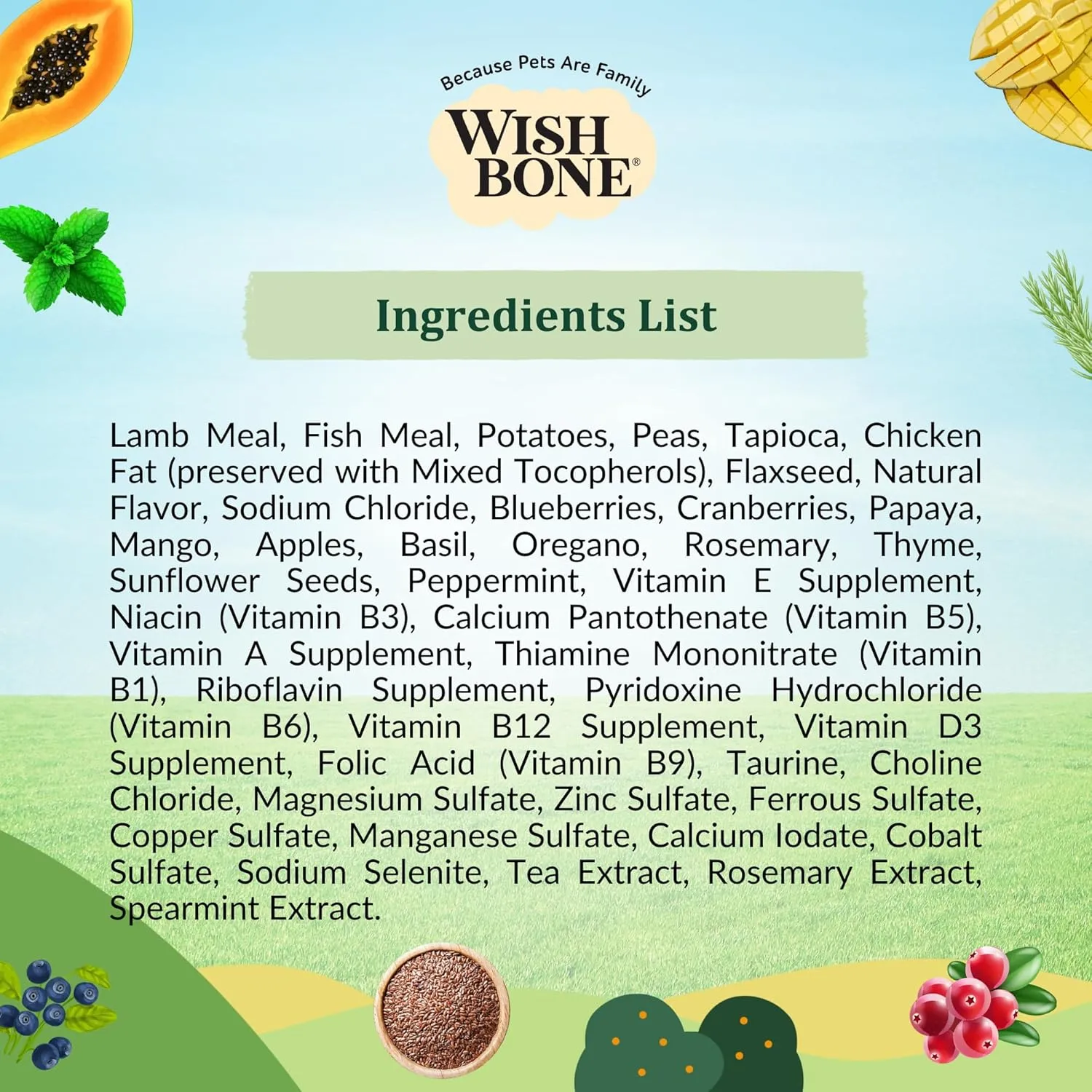 Wishbone Pasture New Zealand Lamb Dry Dog Food, Gluten-Free, Grain-Free Formula for Overall Pet Health - 4 lb