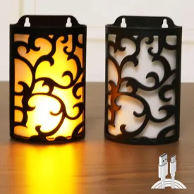 WRalwaysLX 2 Pack Rechargeable Decorative Wall Sconce Candle,Flameless Wall Lanterns , 6 Hours Timer, Waterproof Outdoor/Indoor Flicker Candle,Used for Hallway, Garden