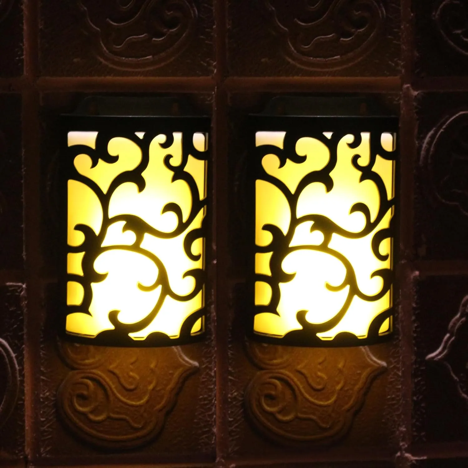 WRalwaysLX 2 Pack Rechargeable Decorative Wall Sconce Candle,Flameless Wall Lanterns , 6 Hours Timer, Waterproof Outdoor/Indoor Flicker Candle,Used for Hallway, Garden