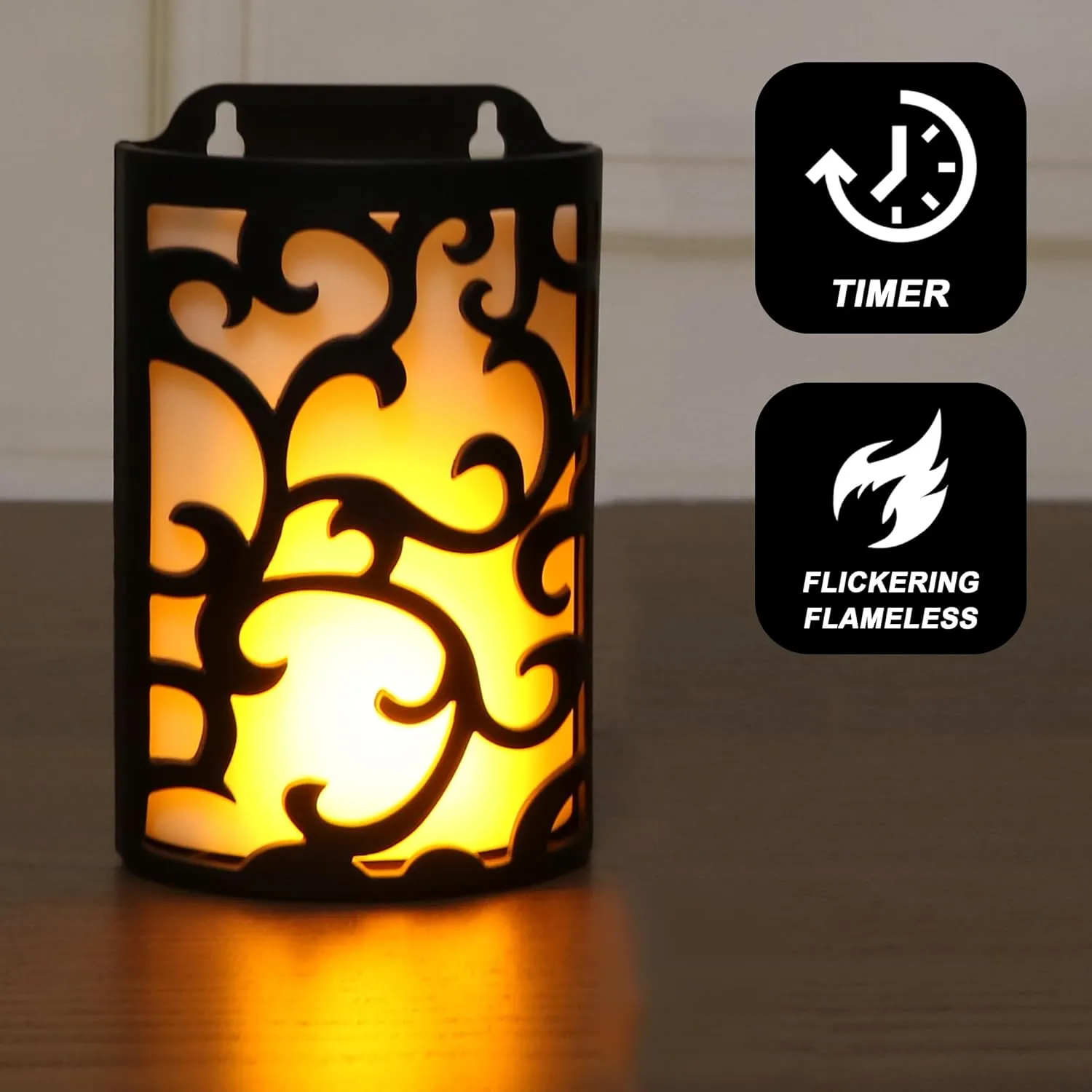 WRalwaysLX 2 Pack Rechargeable Decorative Wall Sconce Candle,Flameless Wall Lanterns , 6 Hours Timer, Waterproof Outdoor/Indoor Flicker Candle,Used for Hallway, Garden